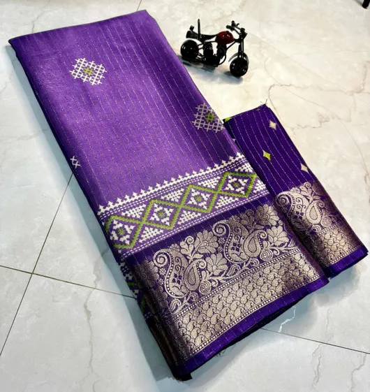 Premium Rekko Silk Jacuard Border Saree With Blouse